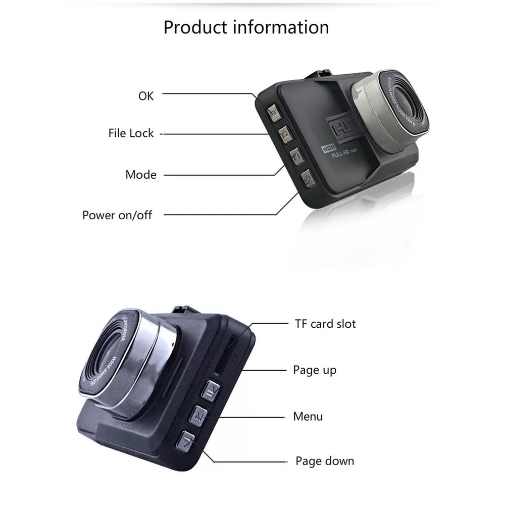 Matte Design 140 Degree Wide Angle HD Dashcam