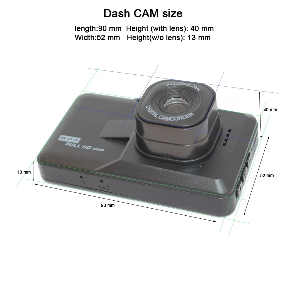 Matte Design 140 Degree Wide Angle HD Dashcam