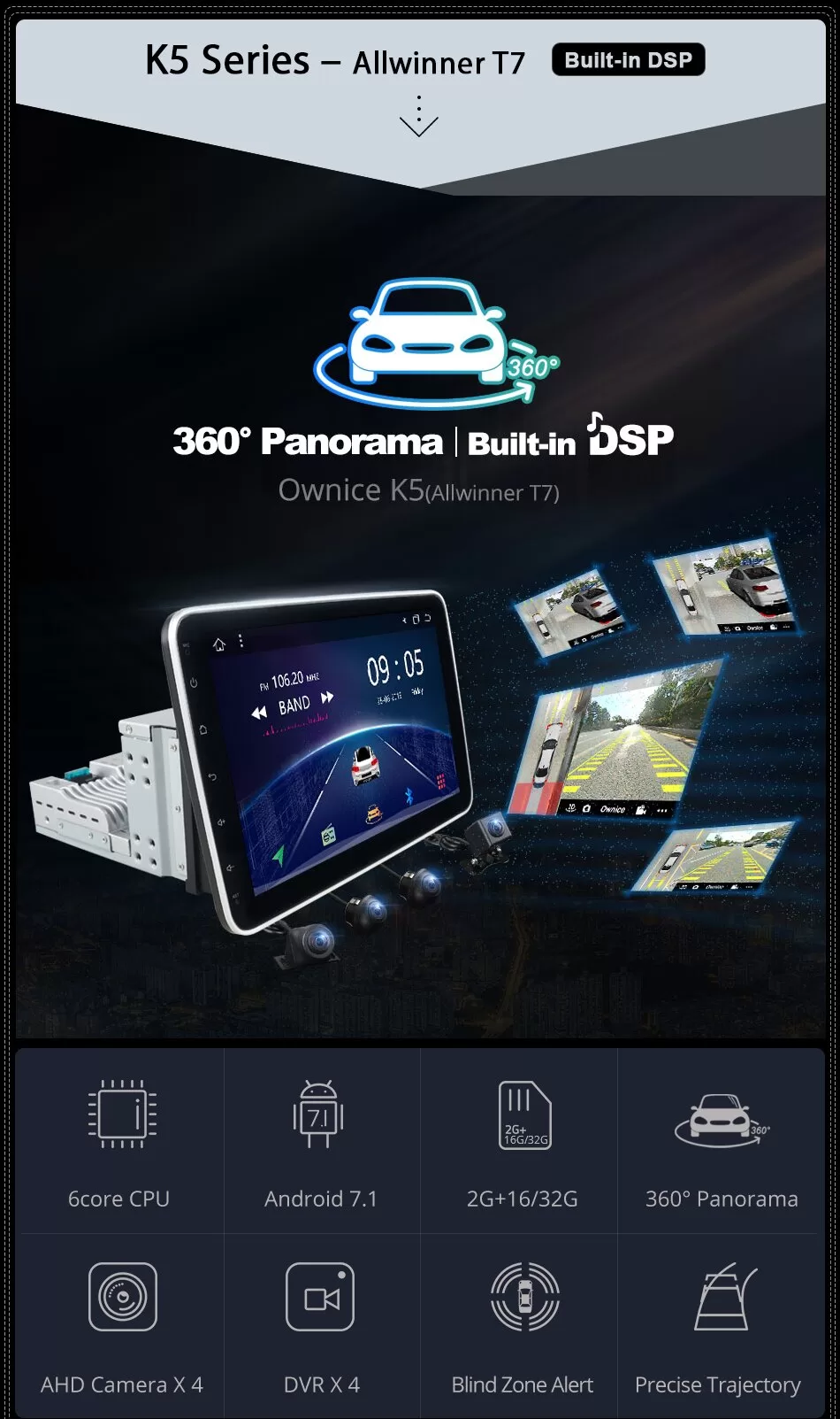 1280x720 360 Panorama 4G LTE Universal Car Radio Player